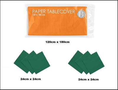 1x Tafelkleed papier oranje 120cm x 180cm + 40x Cocktail servetten groen 24cm x 24cm 3 laags