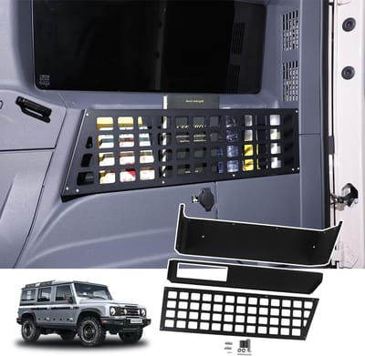 Multifunctionele opslagoplossing voor auto bagageruimte met Molle-paneel en aluminium opbergmand, geschikt voor Grenadier 2020-2024, ideaal voor het organiseren van accessoires en bagage.