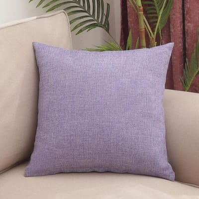 Housse de coussin en tissu de lin épais, housse de coussin de salon, de canapé, de chevet, de dos, de voiture, lombaire, de bureau 55x55CM violet clair
