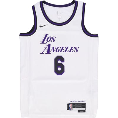 Basketbaltanktop heren Nba City Edition 22 Dri-fit Swingman Jersey nr. 6 Lebron James Loslak wit