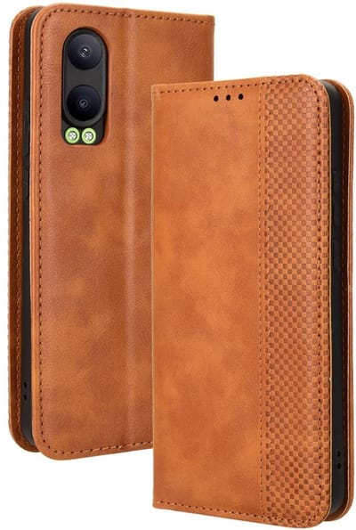 Coverup Hoesje - Geschikt voor OnePlus Nord CE4 Lite 5G Hoesje - Coverup Vintage Style Book Case - Bruin