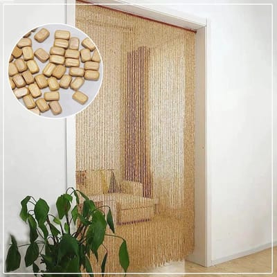 Handgemaakt bamboe kralengordijn 90 × 200 cm - Natuurlijk houten vliegengaas voor deur en raam - Elegante woondecoratie met 110 strengen