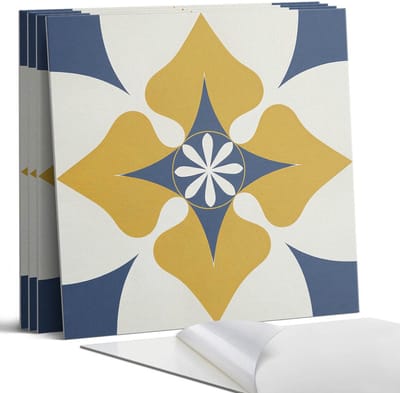 Coloray Wandpanelen Zelfklevend - Bloemenpatroon met symmetrie Zelfklevende Wandpanelen - 50 cm x 50 cm - Geel Wandpaneel PVC - 5 stuks - Abstractie Wandpanelen Zelfklevend - Keuken Wandpanelen - Wandpanelen Badkamer