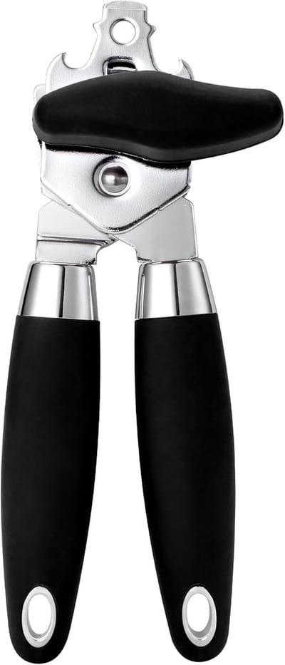 Handleiding, TJ POP Heavy Duty Tin Opener voor Artritische Handen, UK blikopeners die werken met roestvrij staal scherp mes, gladde rand antislip handgrepen (zwart)
