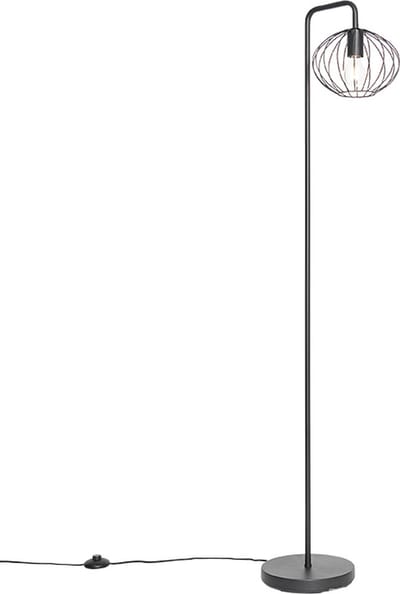 QAZQA margarita - Design Vloerlamp | Staande Lamp - 1 lichts - H 150 cm - Zwart - Woonkamer | Slaapkamer | Keuken