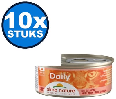 10x Almo Nature Daily Mousse - Zalm - Kattenvoer Natvoer - 85g