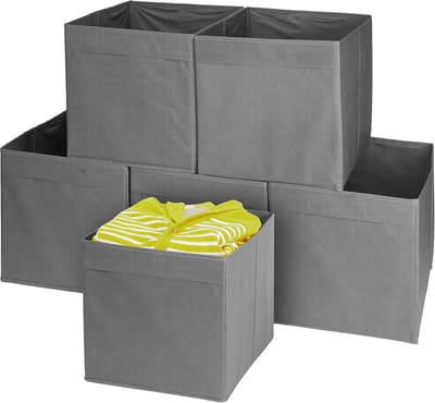 Famanu – 8 Opvouwbare Kubus Opbergdozen voor Kleding - - Wasserij (27,5x27,5x28cm) - Sterk & Duurzaam - Huis - Garderobe - Kinderkamer - Kantoororganisatie (Grijs)