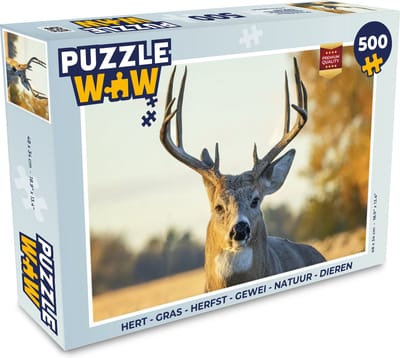 Puzzel Hert - Gras - Herfst - Gewei - Natuur - Dieren - Legpuzzel - Puzzel 500 stukjes