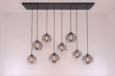Hanglamp 8 lichts smoke rookglas diameter 20cm