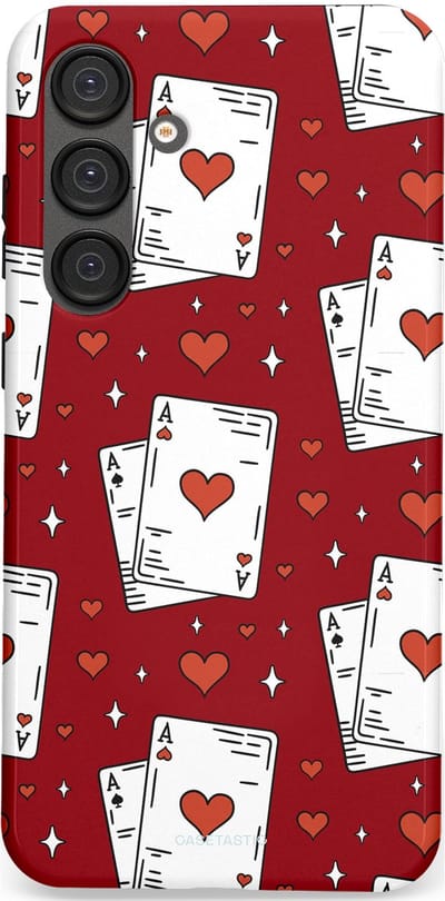 Casetastic hoesje geschikt voor Samsung Galaxy S25 Plus - Dubbellaagse bescherming - Kaarten Aas - Fashion Case - Bordeaux Wit Zilver