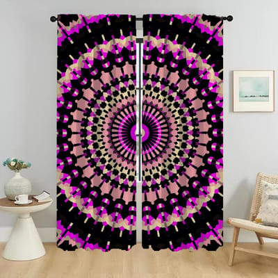 Trippy Levendige Mandala's Keukengordijnen voor Woonkamer Raamgordijn Tule voor Slaapkamer Huisinterieur Gordijnen 2 Stuks Shades W50xH70cmx2pcs-CL
