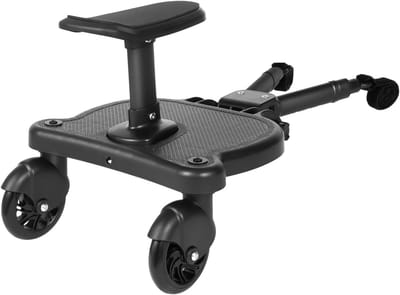 Meerijplank met zitje - Kinderwagen plank - Gezamenlijk reizen - 2-in-1 ontwerp - Max 25 kg - Zwart
