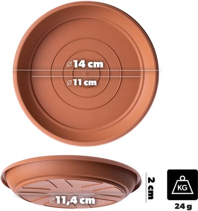 KADAX Ronde Bloempot Schotel 14 cm Balkon Terras Vensterbank Terracotta 1 stuk.