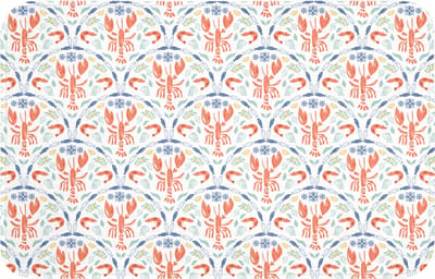 Badmat 80x50 cm - Antislip - Kreeft - Patroon - Blauw - Badmatten voor badkamer - Badkamermat - Douchemat - Badkamer mat