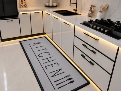 Keukenloper Kitchen - keukentapijt - 80x200 cm - wasbaar -Vloerkleden - Keuken Tapijt - Keukenmat - Loper Tapijt - Loper Vloerkleed grijs
