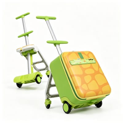 Kinderkoffer - Kindertrolley - Reiskoffer Kind - Ride-on Koffer - 3-in-1 Ontwerp - Zitkussen - 4 Wielen - Voor Reizen - 40x30x59cm - 32L - Groen