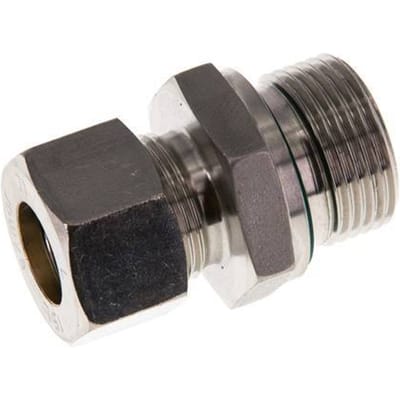 G 3/4'' Buitendraad x 15L RVS Rechte Knelfitting met FKM Afdichting 315 Bar DIN 2353 - FL2S-MO-STFP-034G-15-L