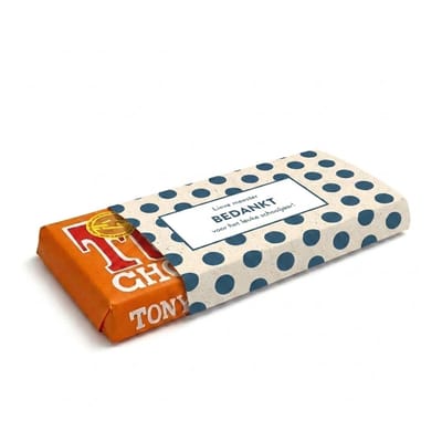 Tony Chocolade | Chocoladecadeaus | Bedankt | Cadeau | Bedankt Meester | Stippenpatroon | Karamel Zeezout | Fotofabriek