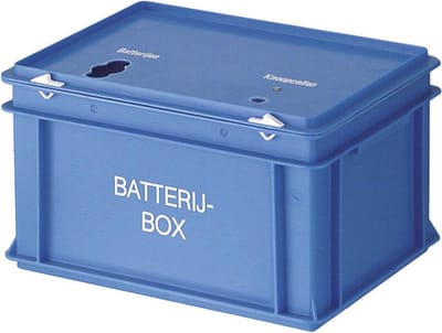 Batterijbox 20 liter 400x300x235 mm blauw met 2 gaten