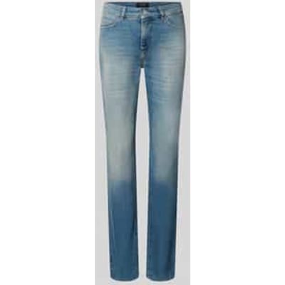 High waist slim fit jeans met labelpatch