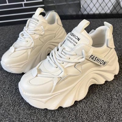 Leren Dad Shoes Platform Verhogende Damesschoenen Lente Nieuw Veelzijdig Lichtgewicht Casual Schoenen Dames Sportschoenen Trend 39 gray