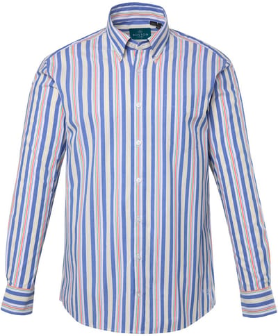 Boston Park - Heren - Gestreept overhemd lange mouwen buttondownkraag - Off-white - Maat 3XL