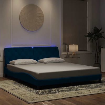vidaXL - Bedframe - met - LED - zonder - matras - fluweel - blauw - 180x200 - cm