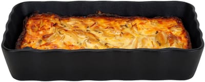 Ovenschaal - zwart - 1,5 L - 21 x 14 cm - aardewerk - serveerschalen - Rechthoekig - Klassieke braadsledes - Ovenschotel schalen - Bakvorm/braadslede