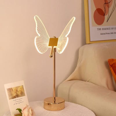 Ins Light – lampe de Table papillon de luxe pour chambre à coucher, filet créatif rouge, décoration de chambre de fille, atmosphère or
