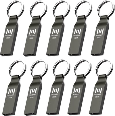 32GB Metalen USB 2.0 Flash Drive 10 Pack - Waterdichte Geheugenstick met Sleutelhanger