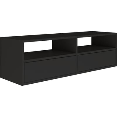Selsey Framme – zwevend tv-meubel met twee kleppen en open vakken, zwart, 100 cm