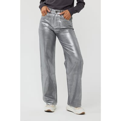 EsQualo Trousers Jeans Metallic Coated Dark Grey Größe: 34 | Stoffhosen Outlet | Damen | Grau