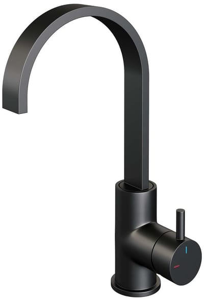 Brauer Black Edition Hoge Opbouw Wastafelmengkraan met Draaibare Platte Uitloop Model B Mat Zwart