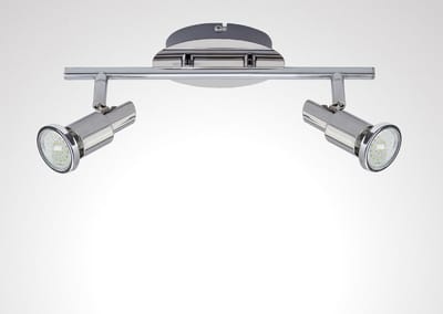 Trango 2-vlams plafondlamp 2890-028-5W *OSCAR* in chroomlook incl. 2x 5 Watt 3000K warm wit GU10 LED lamp, plafondspot, woonkamerlamp draaibaar