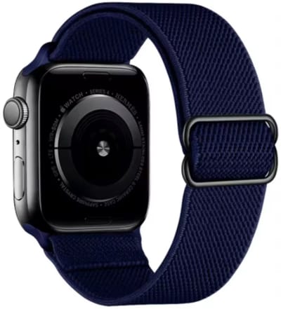 MY PROTECT - Nylon Bandje - Geschikt Voor Apple Watch Bandje - Series 1/2/3/4/5/6/7/8/9/10/11/SE/Ultra - 44mm - 45mm - 46mm - 49mm - Nylon Band - Midnight Blue