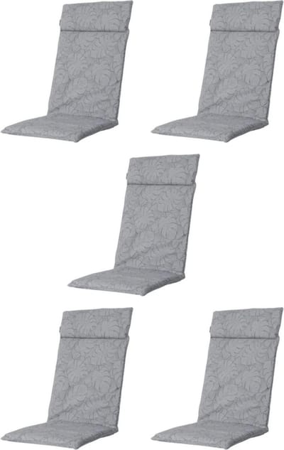 Madison - Tuinkussen - Lage Rug - 5 st - Outdoor Palm Grey - 105x50cm