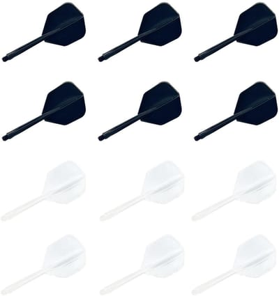 Dailygoods- Dart Tails 12 Stuks - Lichtgewicht - Antidart Vleugels - Transparant/Zwart - 8 cm - Duurzaam Plastic - Dart Fins