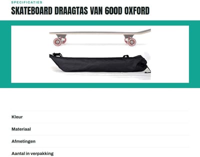 Dailygoods- Longboard-draagtas - 600D Oxford - Verstelbare Riem - Antislip - Lichtgewicht - Duurzaam - Eenvoudige Opslag - Skateboardtas