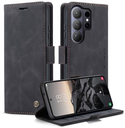 CaseMe 013 Hoesje Geschikt voor Samsung Galaxy S26 Ultra - Book Case met Standaard - Portemonnee Beschermhoes - Pasjeshouder voor Twee Pasjes - Zwart