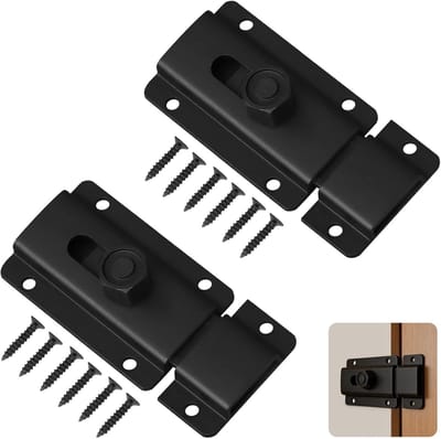 Zwarte Deursloten Set - Schuifsloten Grendels - Binnen Deuren - Dubbele Montage Opties - 80 mm - Zwart