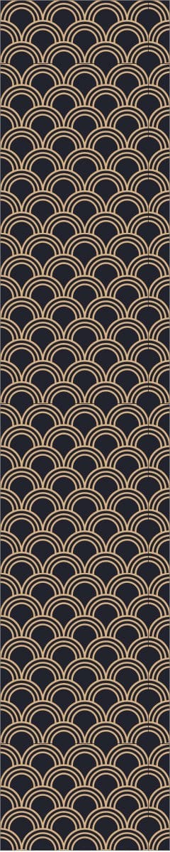 Voorgelijmd vliesbehang - SCANDINAVISCHE ART DECO NACHTBLAUWE BOGEN - 1 rol van 300x60cm