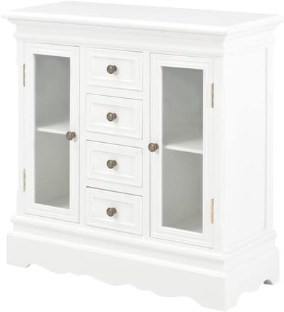 Dressoir Kast - Ladekast Commode - Opbergen Woonkamer - Massief Grenen Hout - 70 x 28 x 70 cm - Wit