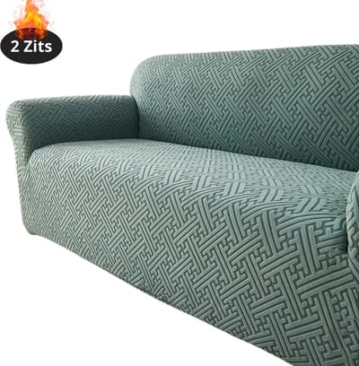 Livano Bankhoes - Bankbeschermer - Stretch - Sofa Cover - Effen - Groen - 2 Zits