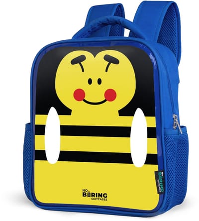 NoBoringSuitcases.com® - Rugzak blauw - Schooltas jongens - Dierenportret gele bij - Kinder rugtas jongen - Boekentas kind - Kinderrugzak voor school - Schoolrugzak