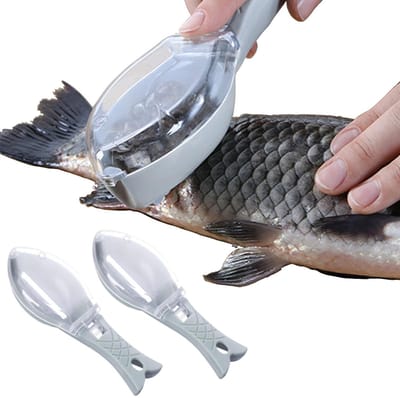 Dailygoods- Visschubbenverwijderaar 2 Stuks - Roestvrij Staal/PP - Antislip Handgreep - Duurzaam - Lichtgewicht - Eenvoudig te Reinigen - Vissenschraper