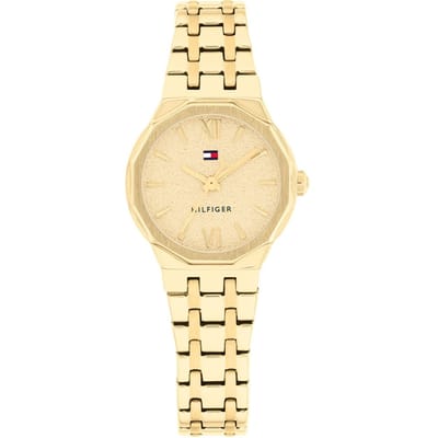 Tommy Hilfiger Horloge, Goudkleurige Stalen Band, Goudkleurige Wijzerplaat, Stalen Goudkleurige Kast, 25Mm, 3 Atm, 1782886