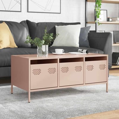 vidaXL - Salontafel - 101,5x50x43,5 - cm - koudgewalst - staal - roze