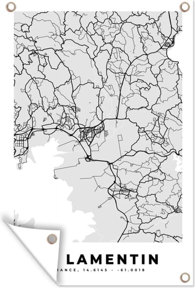 Muurdecoratie Plattegrond – Le Lamentin – Stadskaart – Kaart – Frankrijk - 120x180 cm - Tuinposter - Tuindoek