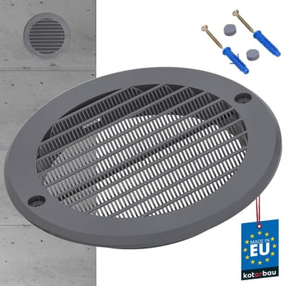 Rond Ventilatierooster ⌀ 125 mm met Insectenhor voor Ventilatiekanaal - Grijs Kunststof Afsluitrooster