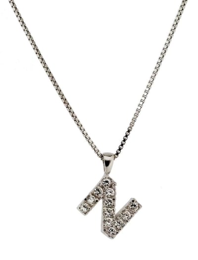 Orphelia Zilver Alphabet hanger met ketting 42 cm Zirconium